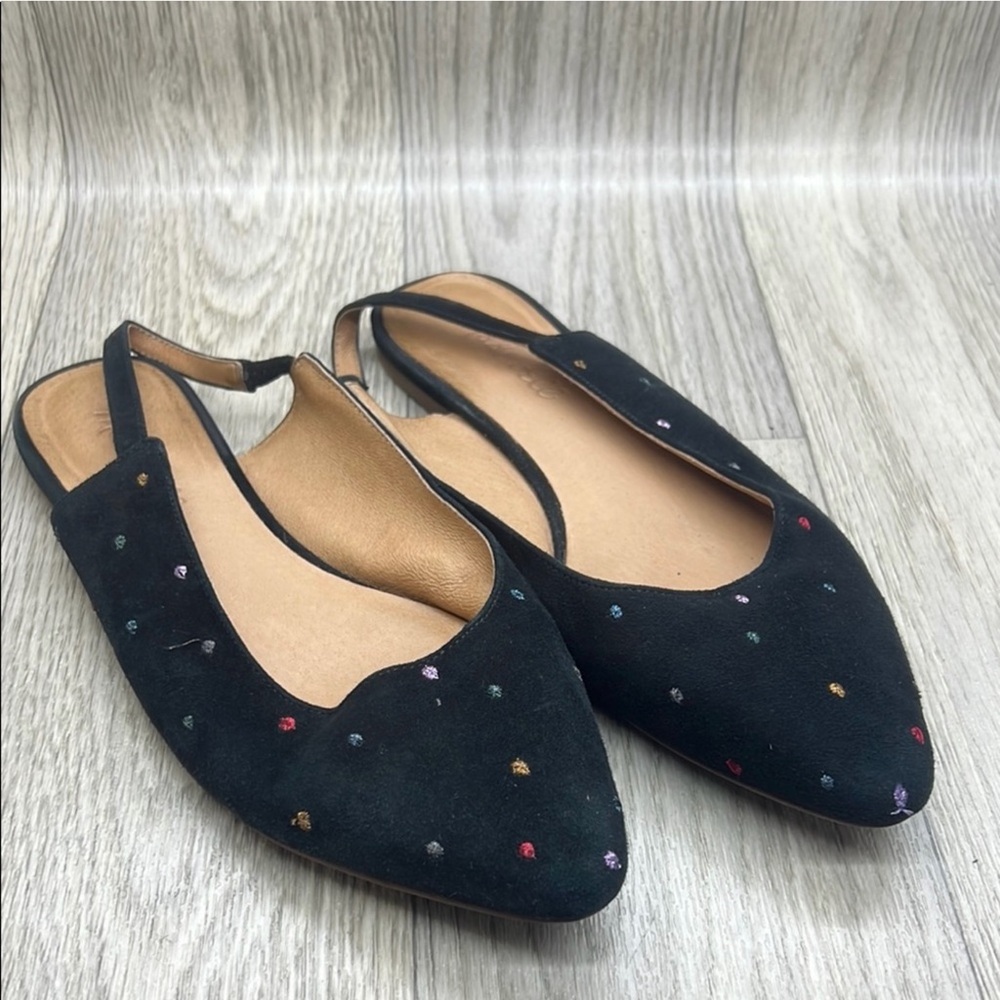 Madewell Black Suede Flats with Multicolor Accents